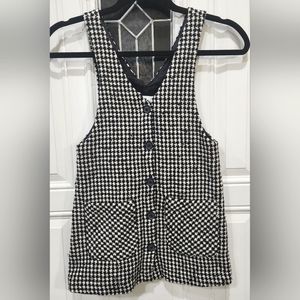 Zara Kids Girl's Black White Houndstooth Tweed Pinafore Dress Size 8